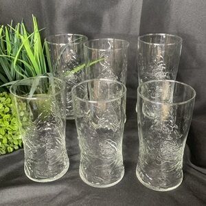 Set of 6 Vintage Holly Tree by Arcoroc Christmas Tree clear Drinking Glasses